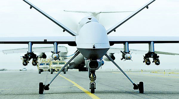 資料圖：懸掛武器的美軍捕食者無人機(jī)。